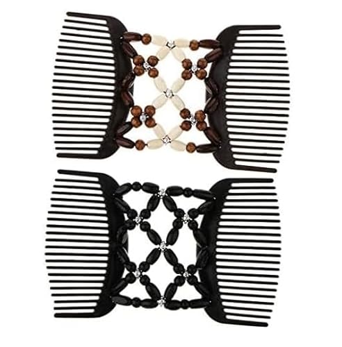 Magischer Perlen-Haarkamm, dehnbar, Doppel-Haarkamm, Perlen-Haarkämme, für Frauen und Mädchen, Haar-Accessoire, DIY-Haarstyling-Werkzeug, 2 Stück von XzhixiangKing