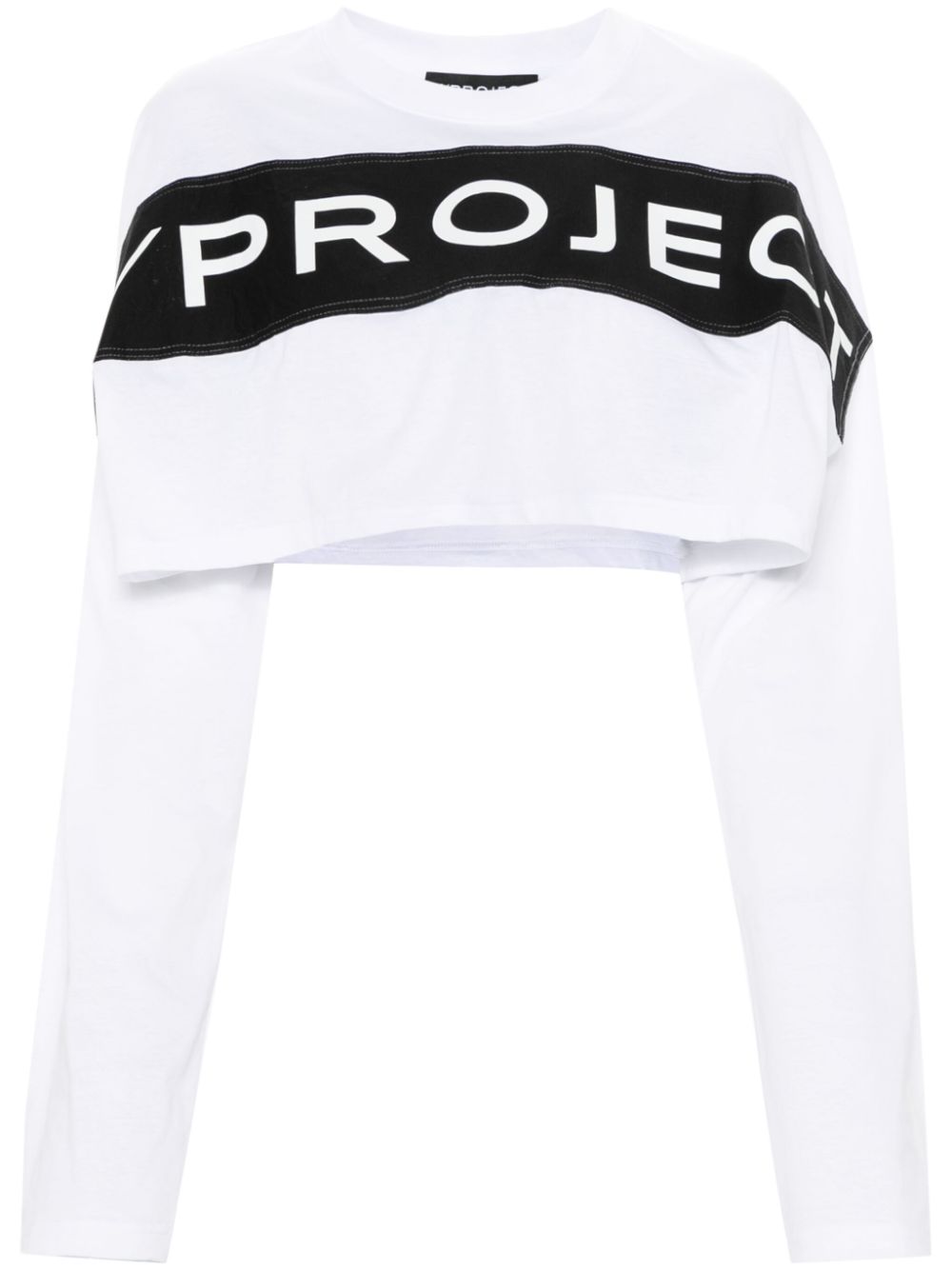 Y/Project Cropped-T-Shirt mit Logo-Applikation - Weiß von Y/Project