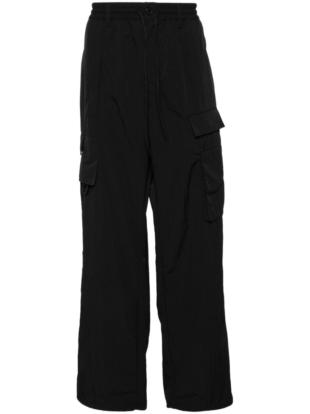 Y-3 Weite Crinkle Cargohose mit Logo-Print - Schwarz von Y-3