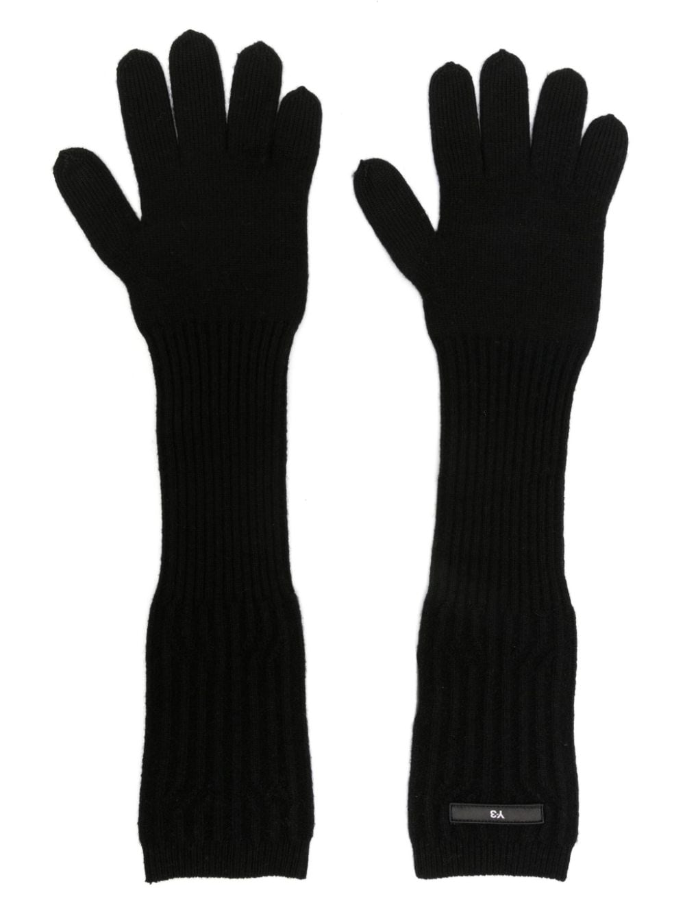 Y-3 Gerippte Handschuhe mit Logo - Schwarz von Y-3