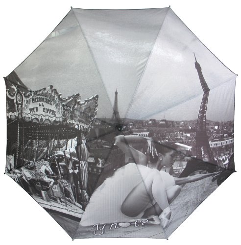 Y NOT? Easymatic Light City Paris Grau 55577 Damen Regenschirm Taschenschirm Schirm Schirme Damenschirm von Y NOT?