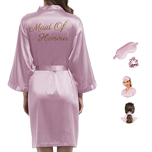 Y WJing Yi Jia Damen-Bademantel aus Seide, Brautjungfern-Bademantel, Satin, Brautmantel, Hochzeit, Party, Nude Pink-H, Einheitsgröße von Y WJing Yi Jia