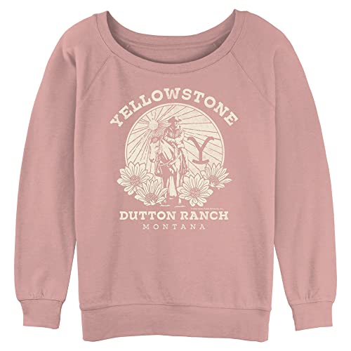 Y Yellowstone Damen Slouchy French Terry Pullover Fleece, Desert Pink/Dutton Ranch, L von Y Yellowstone