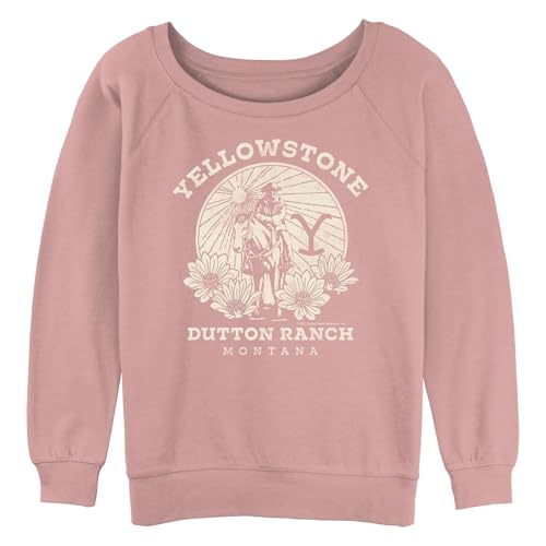 Y Yellowstone Damen Slouchy French Terry Pullover Fleece, Desert Pink/Dutton Ranch, M Y Yellowstone Damen Slouchy French Terry Pullover Fleece, Desert Pink/Dutton Ranch, M von Y Yellowstone
