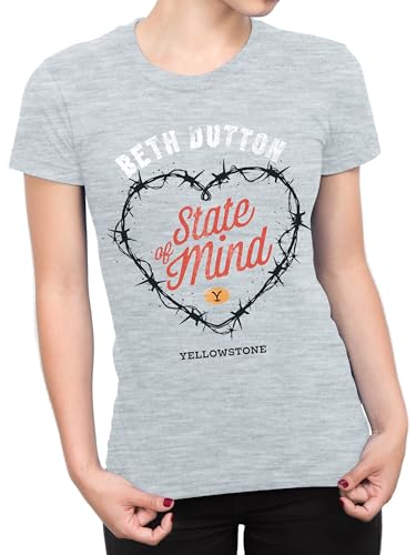 Y Yellowstone T-Shirt | Beth Dutton Damenbekleidung Yellowstone | Ranch T Shirts für Frauen | Offizielles Merchandise | Grau | Small von Y Yellowstone