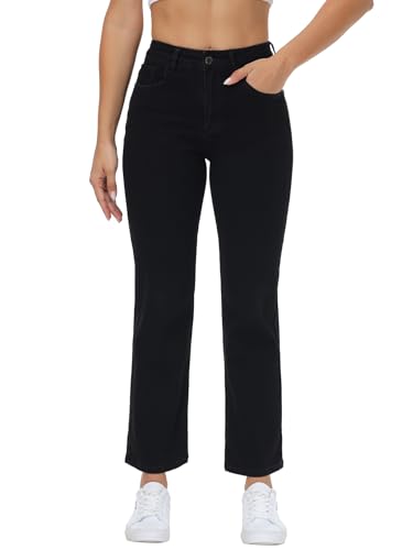 Y imoso Damen Jeans mit geradem Bein, hohe Taille, dehnbare Denim-Hose mit Taschen, Schwarz, S Y imoso Damen Jeans mit geradem Bein, hohe Taille, dehnbare Denim-Hose mit Taschen, Schwarz, S von Y imoso