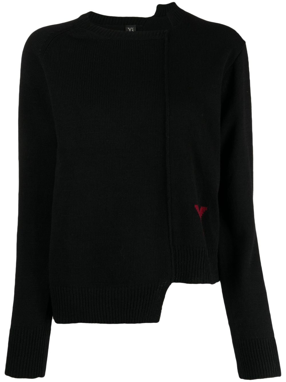 Y's Asymmetrischer Intarsien-Pullover - Schwarz von Y's