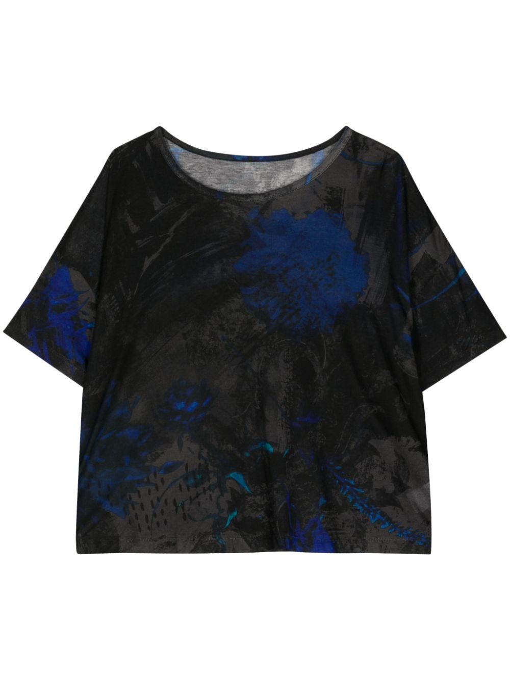 Y's Cropped-T-Shirt mit Blumen-Print - Schwarz von Y's