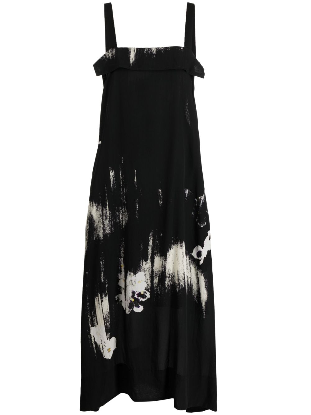 Y's Midikleid mit Blumen-Print - Schwarz von Y's