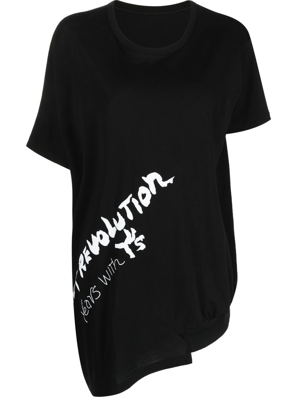 Y's Asymmetrisches T-Shirt mit Print - Schwarz von Y's