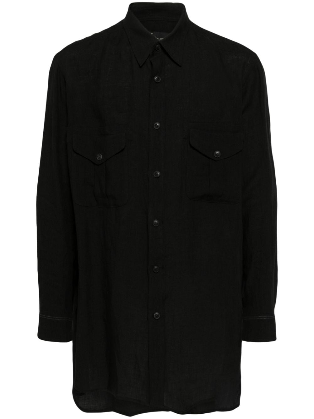 Y's long-sleeve flax shirt - Schwarz von Y's