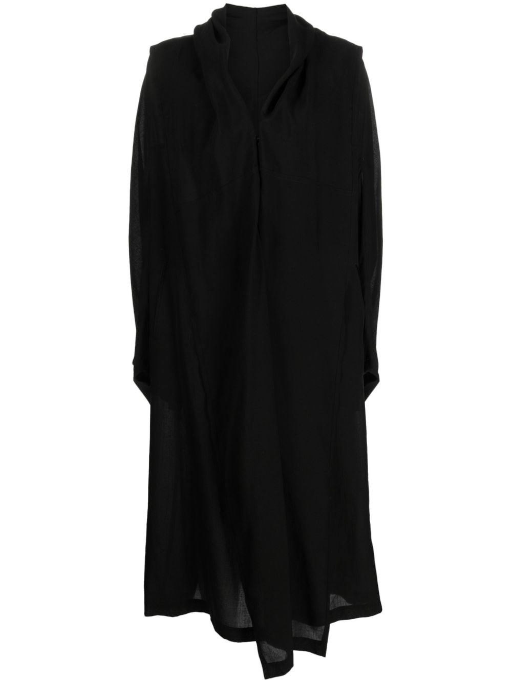 Y's semi-sheer long cape coat - Schwarz von Y's