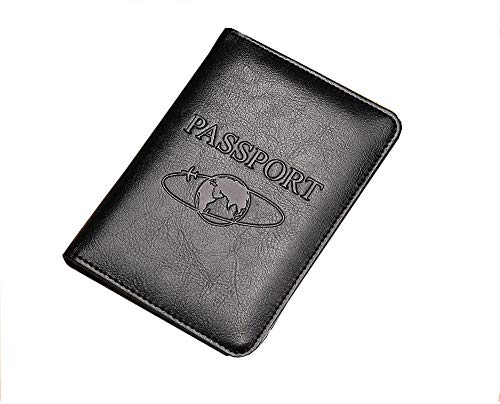 Leder Passhülle Cover Case RFID Blocking Travel Wallet （schwarz） von Y&J