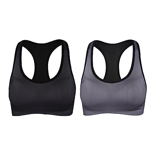 Y.M.H PISPARA BH, PISPARA Ion Lifting & Lymphvity Entgiftungs-BH, PISPARA Ion Lifting Sport-BH (Black+Grey,L) von Y.M.H