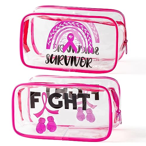 Breast Cancer Awareness PVC Cosmetic Bags, Rosa Band Toilettentasche Reise Make-up Speicher Organizer, Buchstaben Reißverschluss wasserdichter Toilettenbehälter, Geschenke für Frauen Mädchen von Y1tvei