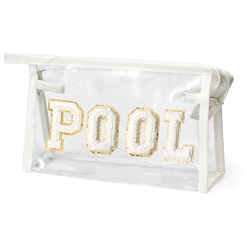 Y1tvei Transparente Pool-Make-up-Tasche - Tiki Weißer Pool Chenille College Brief Sonnenschutz Kosmetiktasche PVC Transparent Reißverschluss Wasserdicht Strand Pool Sommer Reise Toilette Organizer Y1tvei Transparente Pool-Make-up-Tasche - Tiki Weißer Pool Chenille College Brief Sonnenschutz Kosmetiktasche PVC Transparent Reißverschluss Wasserdicht Strand Pool Sommer Reise Toilette Organizer von Y1tvei