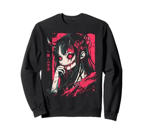 Anime Horror Girl Aesthetic Vaporwave Waifu Japanisches Mädchen Sweatshirt von Y2K Alt Clothes Grunge Tees For Men & Women
