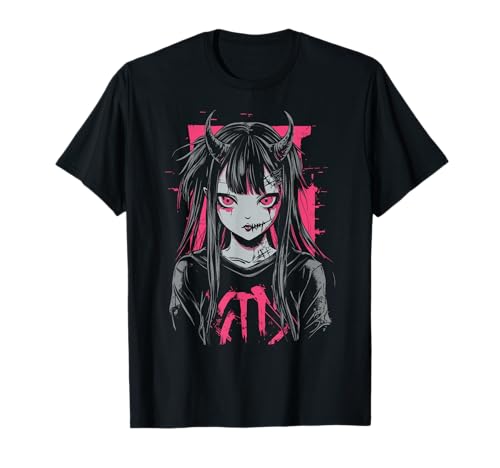 Anime Horror Girl Aesthetic Vaporwave Waifu Japanisches Mädchen T-Shirt Anime Horror Girl Aesthetic Vaporwave Waifu Japanisches Mädchen T-Shirt von Y2K Alt Clothes Grunge Tees For Men & Women
