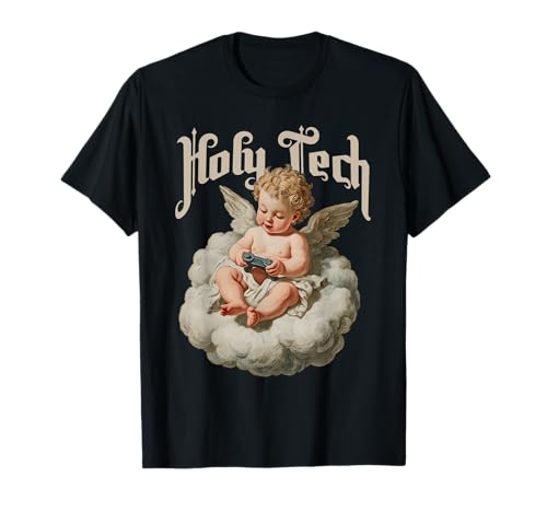 Holy Tech Gamer Angel Lustiger Cherob Baby Controller Y2k T-Shirt Holy Tech Gamer Angel Lustiger Cherob Baby Controller Y2k T-Shirt von Y2k Fasion Angel Baby Cherub Apparel