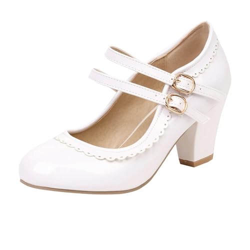 Y6GO9KSP Bonbonfarbene Lolita-Damen-High-Heels mit süßen Rüschen, Kleid, Party, Hochzeit, Schuhe in Übergröße, Damenschuhe 36–44 von Y6GO9KSP