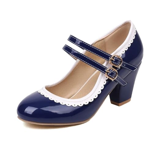 Y6GO9KSP Bonbonfarbene Lolita-Damen-High-Heels mit süßen Rüschen, Kleid, Party, Hochzeit, Schuhe in Übergröße, Damenschuhe 36–44 von Y6GO9KSP