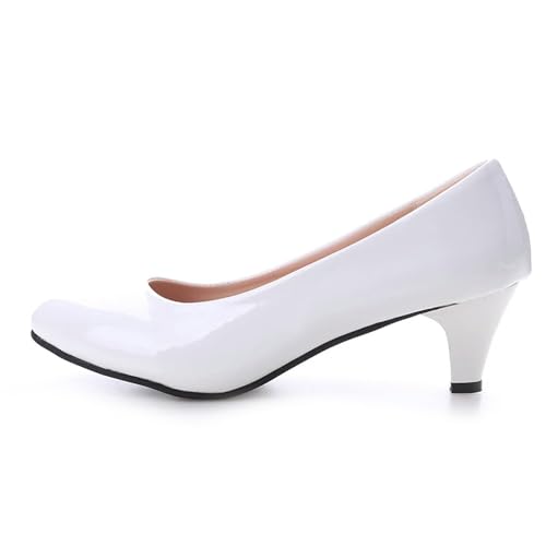 Y6GO9KSP Neue Büro-Damen-High-Heels, Schwarz, Weiß, Rot, elegante mittlere High-Heels, Damen-Spitzzehen, modische High-Heels, geeignet für Damen-Büro-Damenschuhe von Y6GO9KSP