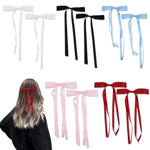 YAANBUNB 10 Stück Haarschleife Damen Bunt Schleife Haare Haarschleifen Clips Haarklammer mit Schleife 5 Farben Haarschleife Weiß Lang Haarspange Haarschmuck Schleife Hair Bows für Frauen Mädchen von YAANBUNB