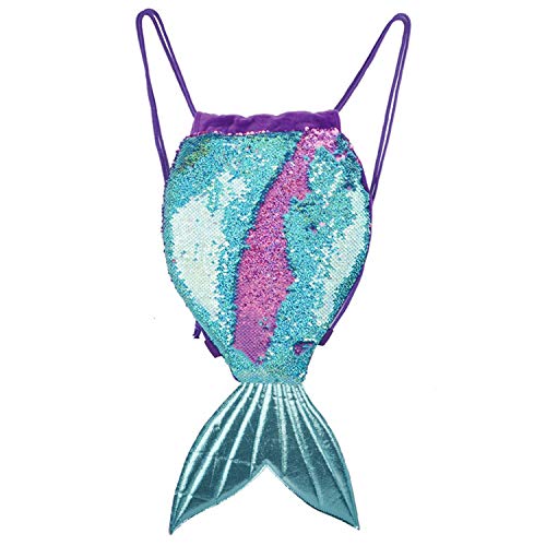 Magischer Meerjungfrau Pailletten Rucksack,20*41cm Reversibler Glitzer Niedlich Turnbeutel Sport & Tanz Rucksack mit Kordelzug Turnbeutel Verspielt Funkelnde Tanztasche für Mädchen Teens Damen von YAAVAAW
