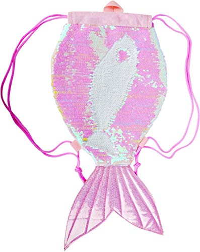 Magischer Meerjungfrau Pailletten Rucksack,29*57cm Reversibler Glitzer Niedlich Turnbeutel Sport & Tanz Rucksack mit Kordelzug Turnbeutel Verspielt Funkelnde Tanztasche für Mädchen Teens Damen von YAAVAAW