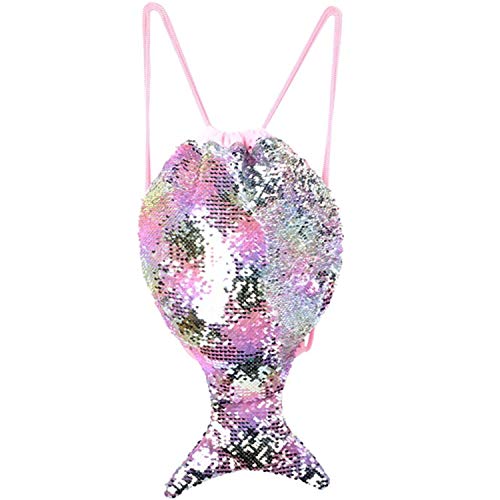 Magischer Meerjungfrau Pailletten Rucksack,30*50cm Reversibler Glitzer Niedlich Turnbeutel Sport & Tanz Rucksack mit Kordelzug Turnbeutel Verspielt Funkelnde Tanztasche für Mädchen Teens Damen von YAAVAAW
