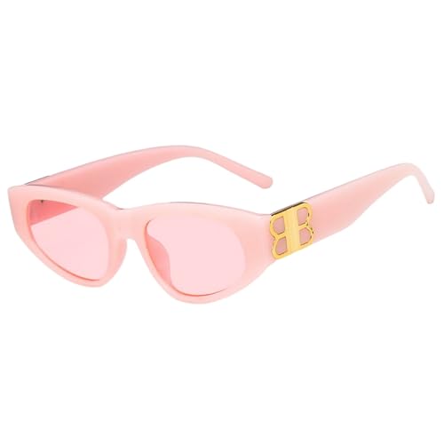 YAAYAGO Sonnenbrille Damen Disco-Sonnenbrille Für Männer Und Frauen Trendige Sonnenbrillen Dreieck Katzen-Augen-Sonnenbrille-Rosa von YAAYAGO