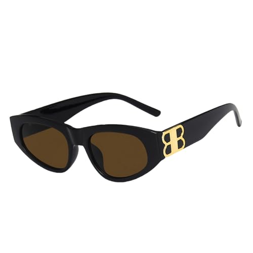 YAAYAGO Sonnenbrille Damen Disco-Sonnenbrille Für Männer Und Frauen Trendige Sonnenbrillen Dreieck Katzen-Augen-Sonnenbrille-Schwarz Braun von YAAYAGO