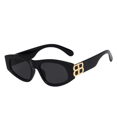 YAAYAGO Sonnenbrille Damen Disco-Sonnenbrille Für Männer Und Frauen Trendige Sonnenbrillen Dreieck Katzen-Augen-Sonnenbrille- Schwarz von YAAYAGO