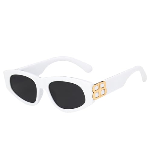 YAAYAGO Sonnenbrille Damen Disco-Sonnenbrille Für Männer Und Frauen Trendige Sonnenbrillen Dreieck Katzen-Augen-Sonnenbrille-Weiß von YAAYAGO
