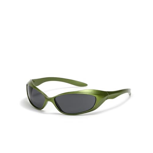YAAYAGO Sonnenbrille Damen Große Rahmen Y2K Sonnenbrille Für Frauen Personalisierte Silberne Trendige Sonnenbrille Für Männer-Grün von YAAYAGO