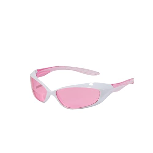 YAAYAGO Sonnenbrille Damen Große Rahmen Y2K Sonnenbrille Für Frauen Personalisierte Silberne Trendige Sonnenbrille Für Männer-Rosa von YAAYAGO