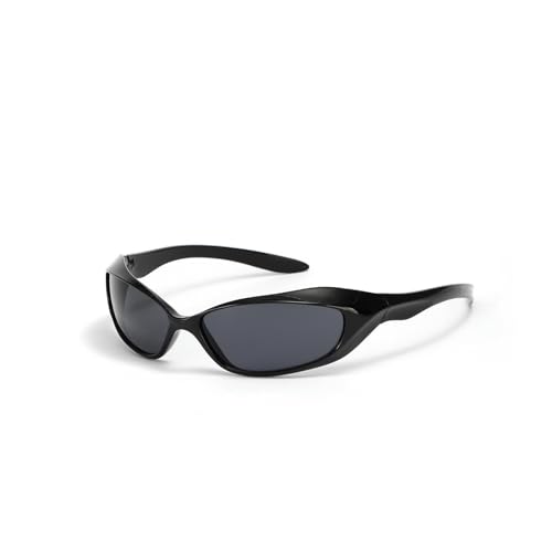 YAAYAGO Sonnenbrille Damen Große Rahmen Y2K Sonnenbrille Für Frauen Personalisierte Silberne Trendige Sonnenbrille Für Männer- schwarzgrau von YAAYAGO