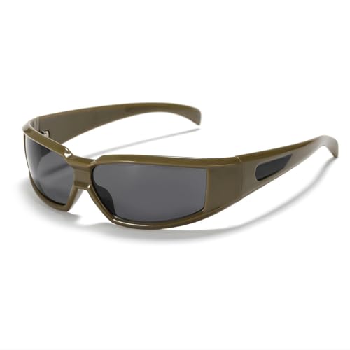 YAAYAGO Sonnenbrille Damen Große Rahmenbrille Y2K Sonnenbrille Für Frauen Personalisierte Silberne Trendige Sonnenbrille Für Männer-Grün von YAAYAGO