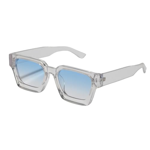 YAAYAGO Sonnenbrille Damen Männer Mit Langem Quadratischem Rahmen Personalisierte Trendige Sonnenbrillen Frauen Vielseitige Retro -Sonnenbrille-transparent-blau von YAAYAGO