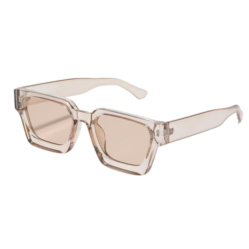 YAAYAGO Sonnenbrille Damen Männer Mit Langem Quadratischem Rahmen Personalisierte Trendige Sonnenbrillen Frauen Vielseitige Retro -Sonnenbrille-transparent-leichter braun von YAAYAGO