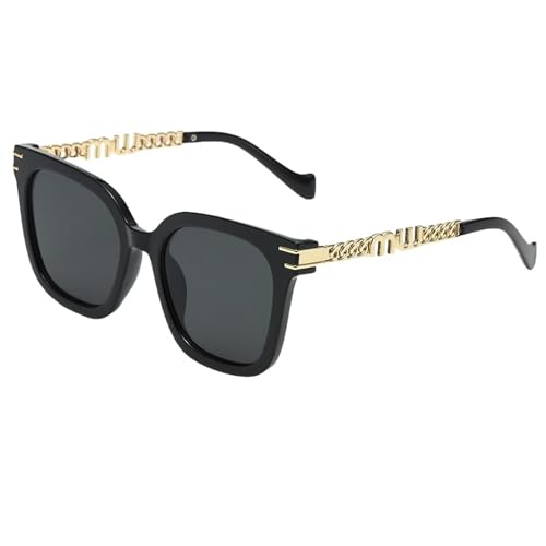 YAAYAGO Sonnenbrille Damen Metall Hohlkette Sonnenbrille Für Männer Heiße Mädchen Im Stil Von Frauen Für Frauen Anti-UV-Sonnenbrille-Schwarz Schwarz von YAAYAGO