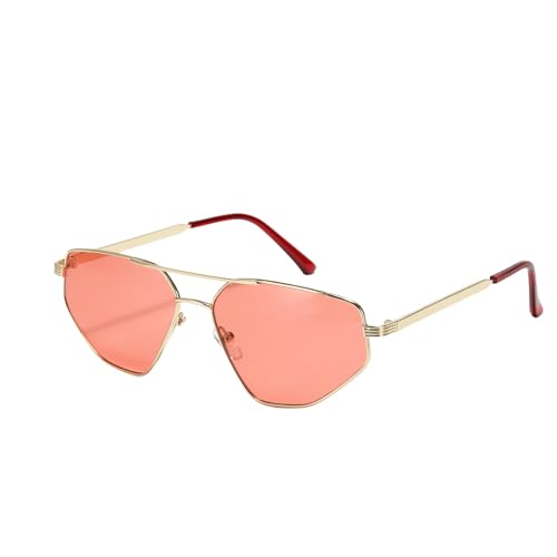 YAAYAGO Sonnenbrille Damen Metallbrillen Doppelbrücke Katzenauge Retro Sonnenbrille Frauen Große Sonnenbrille Für Männer Von Frauen-goldrot von YAAYAGO