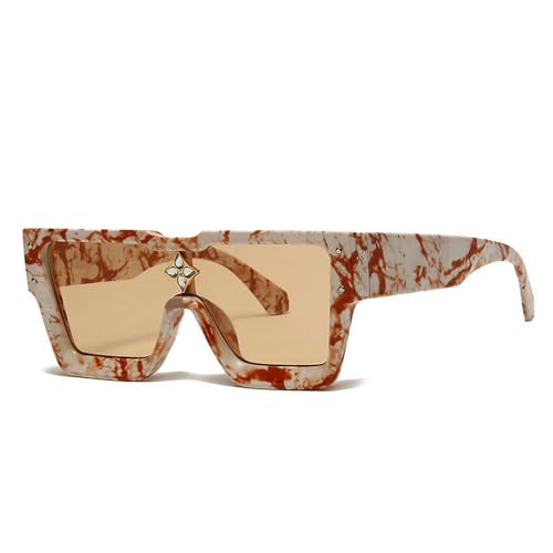 YAAYAGO Sonnenbrille Damen Mode Kühle Sonnenbrille Für Männer Und Frauen Quadratischer Strassbrillen Retro -Sonnenbrille-C10 von YAAYAGO