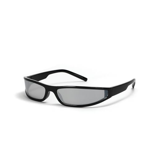 YAAYAGO Sonnenbrille Damen Y2K Enge Rahmen Sonnenbrille Für Männer Und Frauen Personalisierte Trendige Sonnenbrille-Schwarz von YAAYAGO