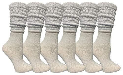 Yacht & Smith 6 Paar Damen Scrunched Slouch Socken, Baumwolle Stiefelsocken Großpackung, Weiss/opulenter Garten, Einheitsgröße von YACHT & SMITH