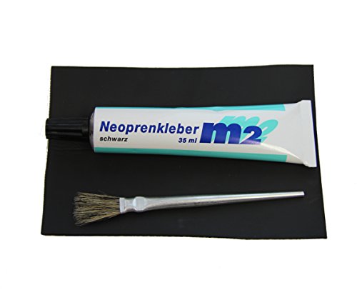 YACHTICON Neopren Reparatur Set für Neoprenanzüge Reparieren von Kite Surf Tauch Bekleidung aus Neopren 35 ml Neoprenkleber + Flicken 10 X 15cm schwarz, Pinsel von YACHTICON