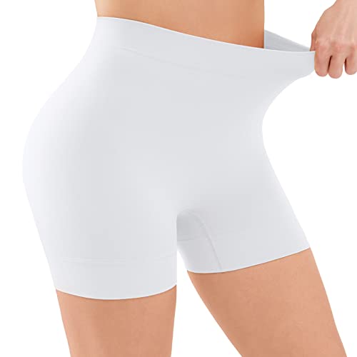 YADIFEN Radlerhose Damen Kurze Hose Damen Shorts Leggings,sehr kurz Shorts Damen,Unter Kleid Rock Anti Scheuern Bequem hohe Taille Boxershorts Hotpants,1er Weiß,2XL von YADIFEN