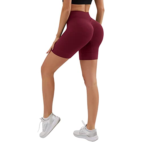 YADIFEN Radlerhose Damen Kurze Sporthose Leggings Damen Unterwäsche Scrunch Butt Sport Short Unter Kleid Rock Anti Scheuern Damen Shorts, Bequem hohe Taille Boxershorts Hotpants,Rot,L von YADIFEN