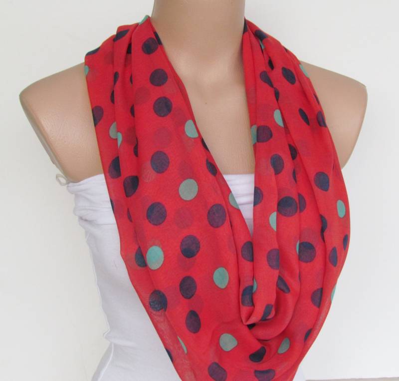 Polka-Dot Roten Schal Infinity Loop Schal-Loop - Schal-Loop Schlauchschal Schal-Frühling Zubehör-Mutter Tag Geschenk-Neue Saison von YADISHACCESSORIES