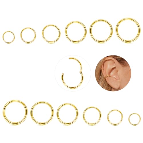 YADOCA 12 Stück 316L Edelstahl Nasenpiercing Ring Helix Piercing Hypoallergen 16G Nasenringe Conch Septum Tragus Ohr Piercings für Damen Herren 6-16mm YADOCA 12 Stück 316L Edelstahl Nasenpiercing Ring Helix Piercing Hypoallergen 16G Nasenringe Conch Septum Tragus Ohr Piercings für Damen Herren 6-16mm von YADOCA